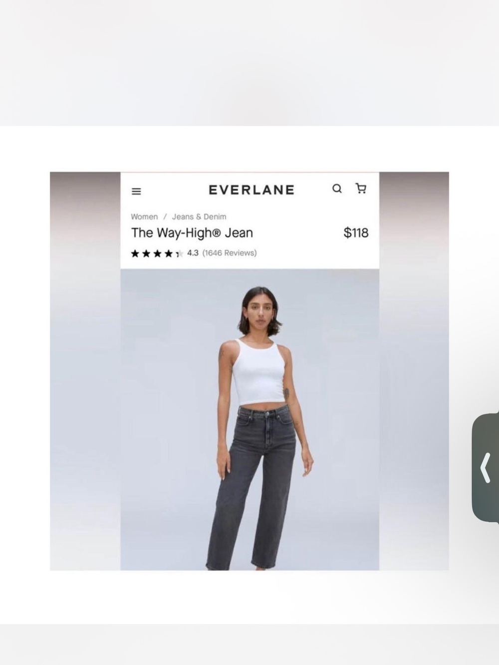 Everlane High-Rise Straight Jeans in Charcoal Gray